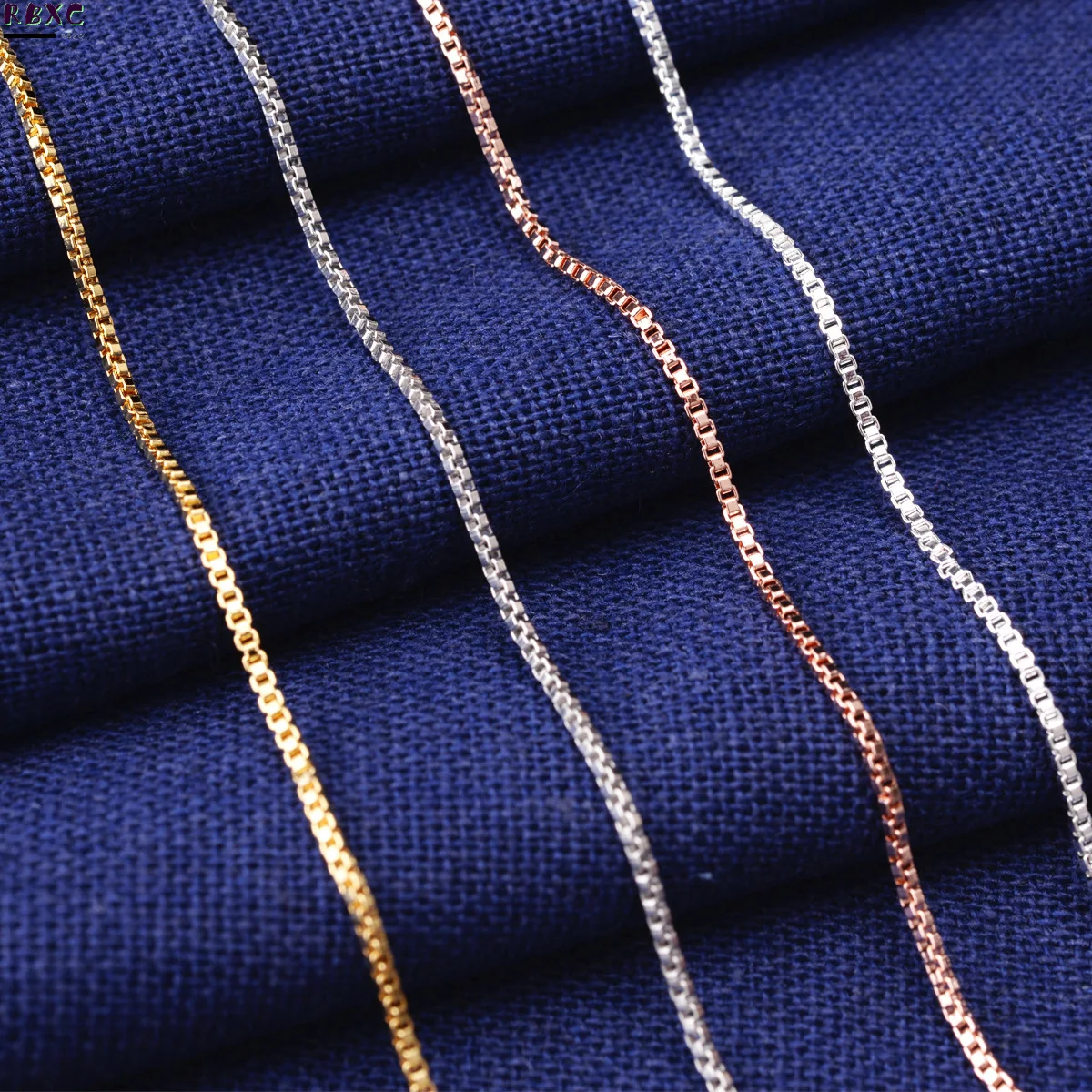 

RBXC Cozy 1mm Width Tibetan Silver S925 Box Chain Female 3 Color Gold Fashion Necklaces For Women Girls Chokers Chains HC002