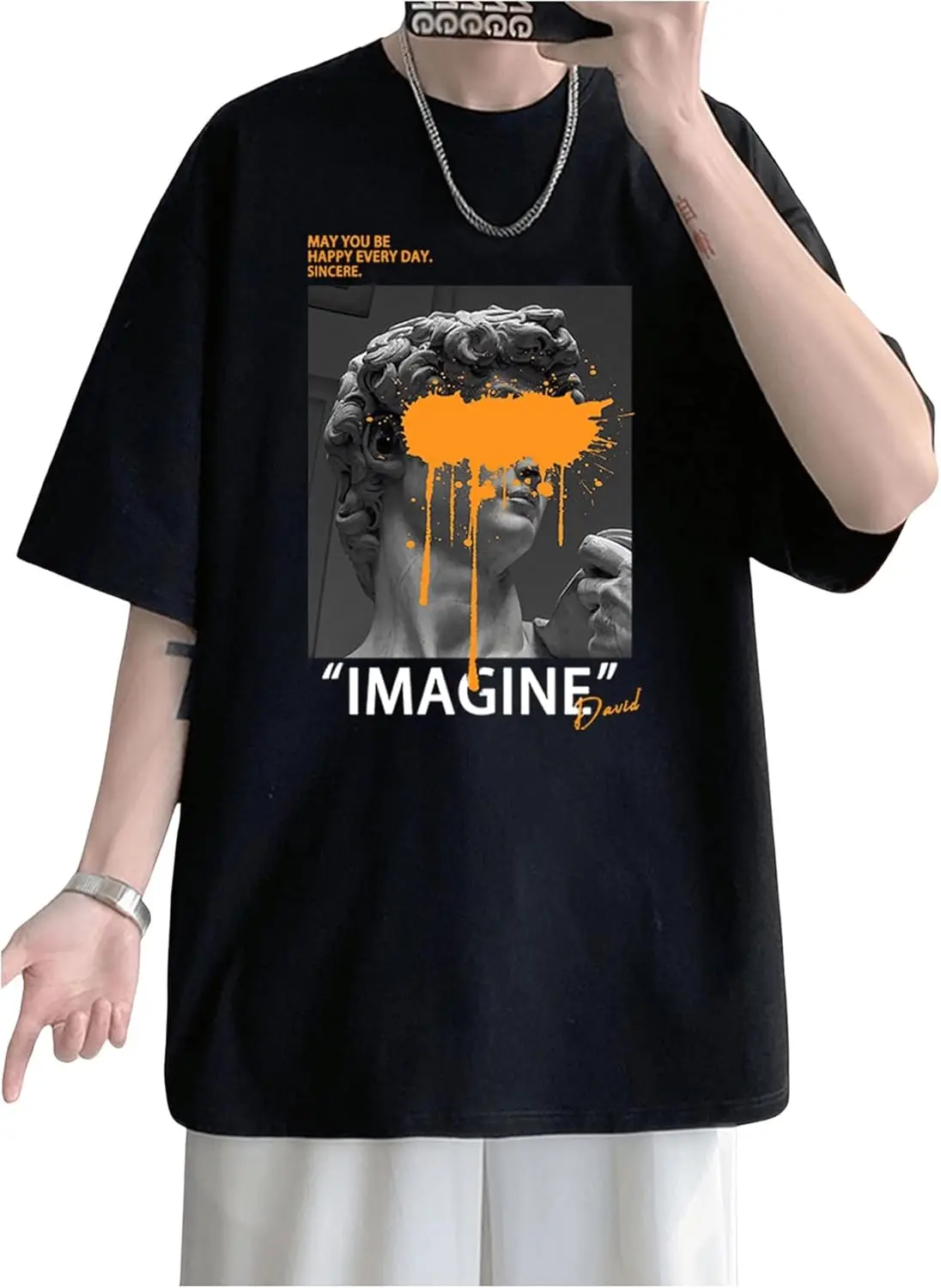 SOLY HUX Мужские футболки с рисунком дизайнерская футболка короткими рукавами и