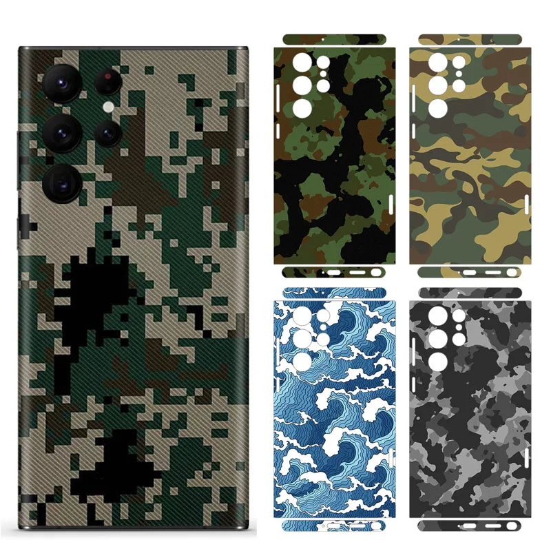 

Camouflage Decal Skin for Samsung S22 Ultra Plus Back Screen Protector Film Full Cover Wrap Camo Anti-scratch Durable Sticker