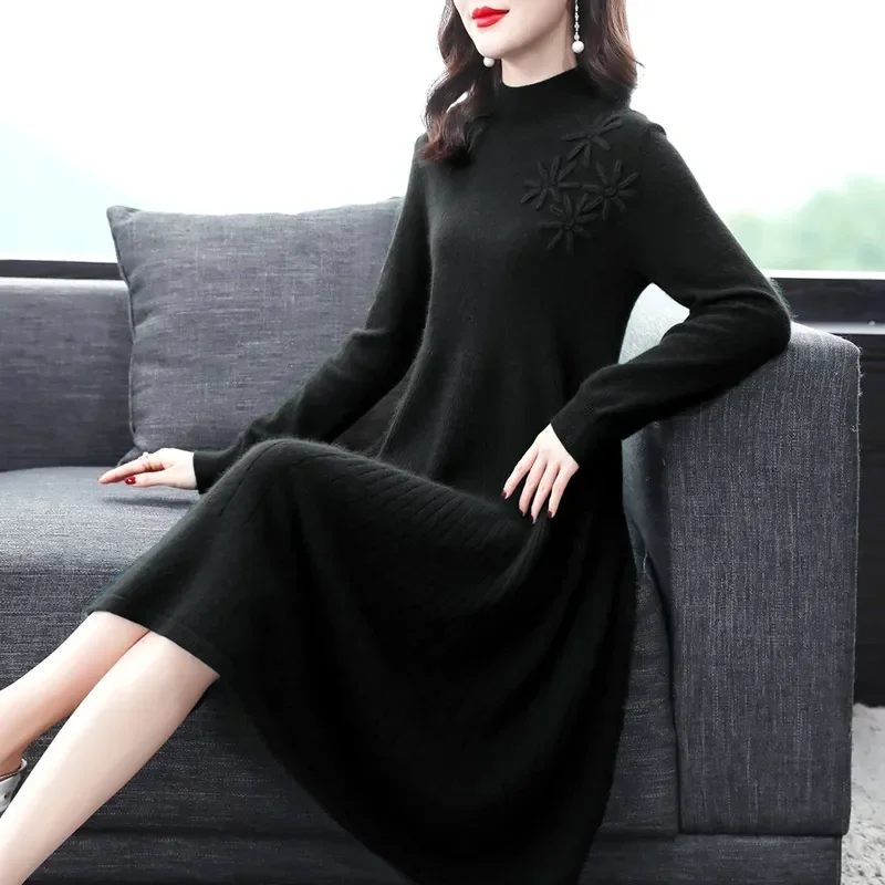 2024 новая стильная и благородная длинная вышитая французская нижняя юбка-свитер