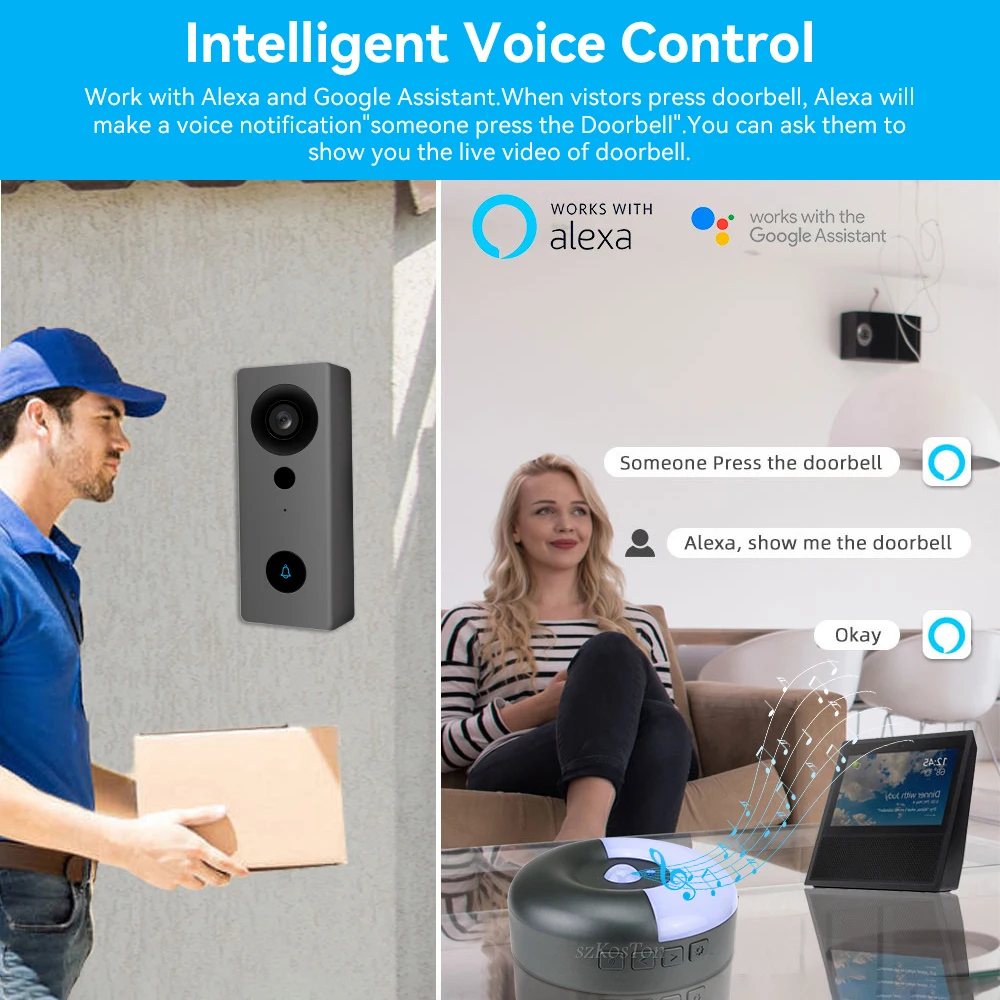 tuya smart home wifi video doorbell camera outdoor home wireless doorbell bell smart house led flash security for alexa google free global shipping