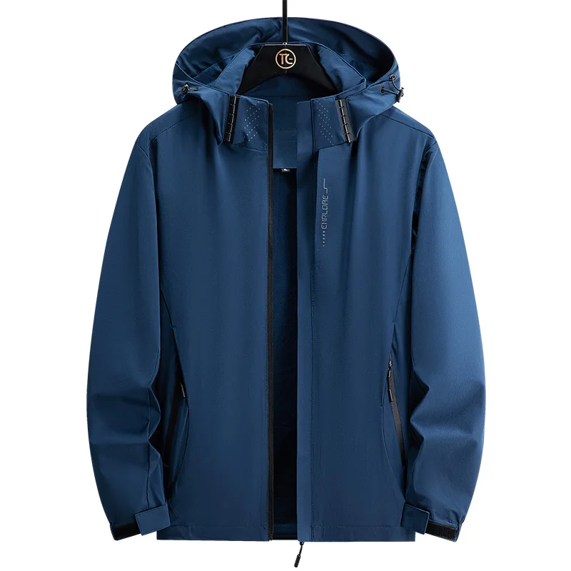 

Man Black Windbreaker Windproof Waterproof For 2023 Spring Autumn Zip Up Jacket Men's Streetwear Bomber Clothes OverSize 5XL