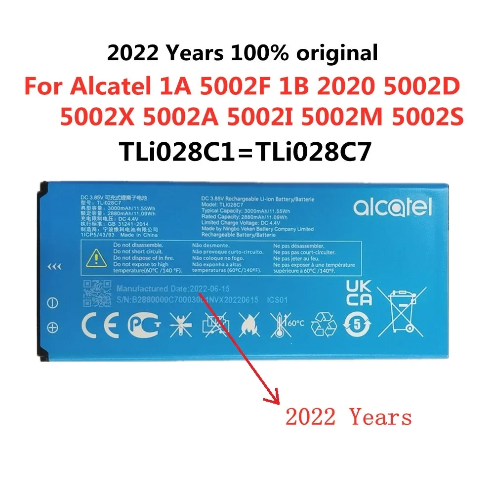 

100% Оригинальный аккумулятор для Alcatel 1A 5002F 1B 2020 5002D 5002X 5002A 5002I 5002M 5002S TLi028C1 TLi028C7 батареи
