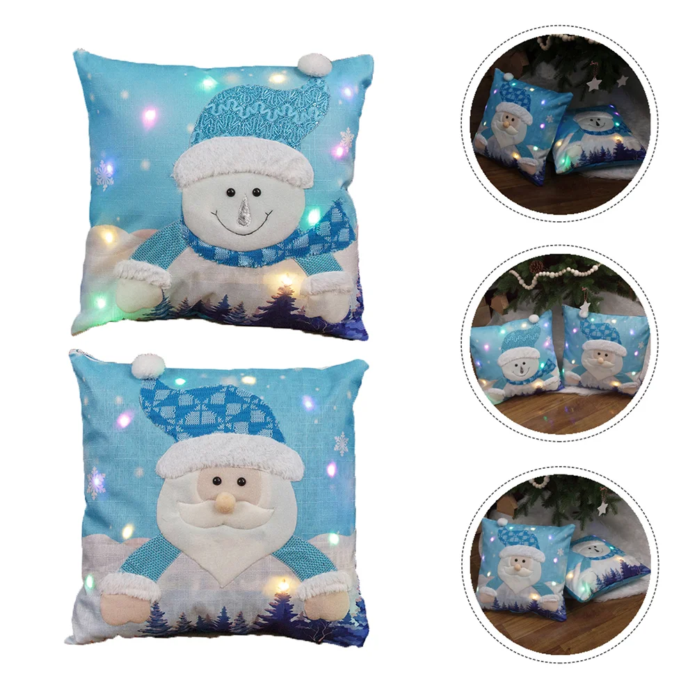 

Pillow Coverschristmas Cushion Cases Pillowcases Cushionslight Lights Led Xams Lighted Decorative Holiday Cover Throw Snowman