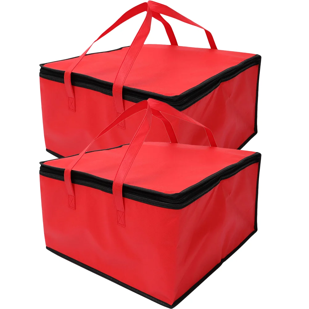 

2 Pcs Reusable Grocery Bag Pizza Delivery Bags Thermal Warmer Meal Tote Insulated Cake Cooler Bento