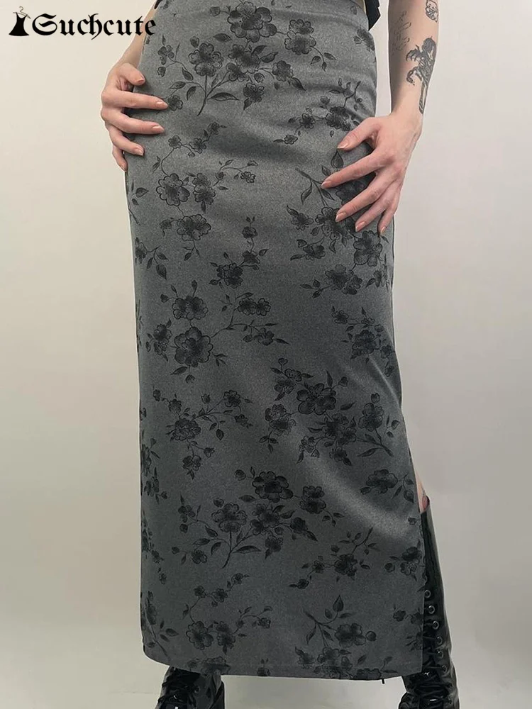 

Юбка-макси с цветочным принтом, в стиле Харадзюку