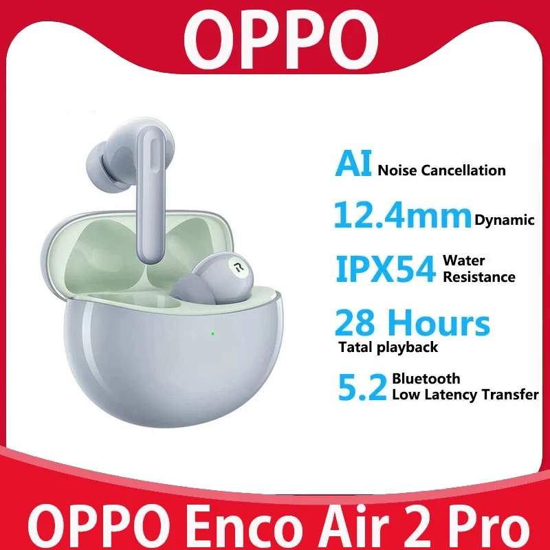 

Original Oppo Enco Air2 Pro Air 2 Pro Bluetooth5.2 Earphone ANC Active Noise Cancel 12.4mm Deep Bass Booster IP54 For Reno 8