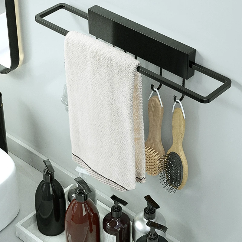 

Towel Rack 6 Hooks Large Capacity for Home Dormitory Towel Holder Space Saving