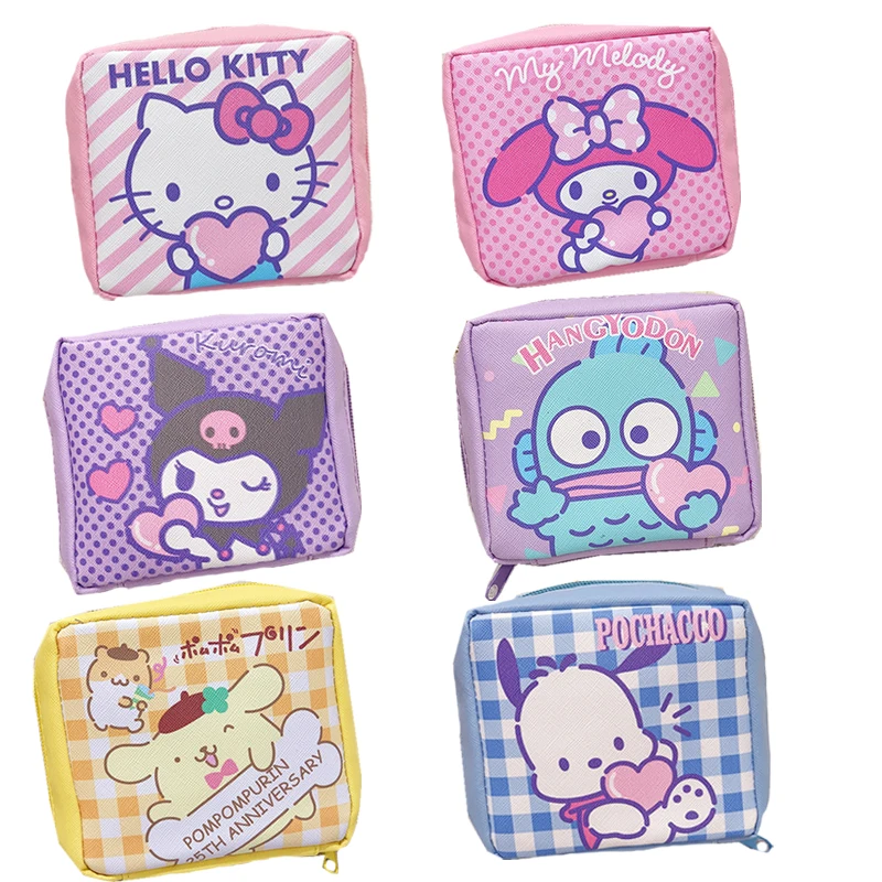 

Сумка для полотенец Kuromi Kittys Melody Kawaii, тетя, мультяшное аниме, Полиуретановая сумка для гигиенических салфеток, портативная водонепроницаема...