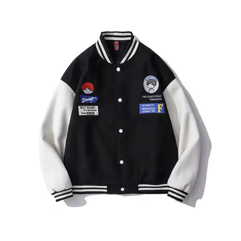 

Harajuku Varsity Jackets Men Vintage Baseball Coat Unisex Spring and Autumn Loose Casual Bomber Jacket Couple Streetwear Uniform