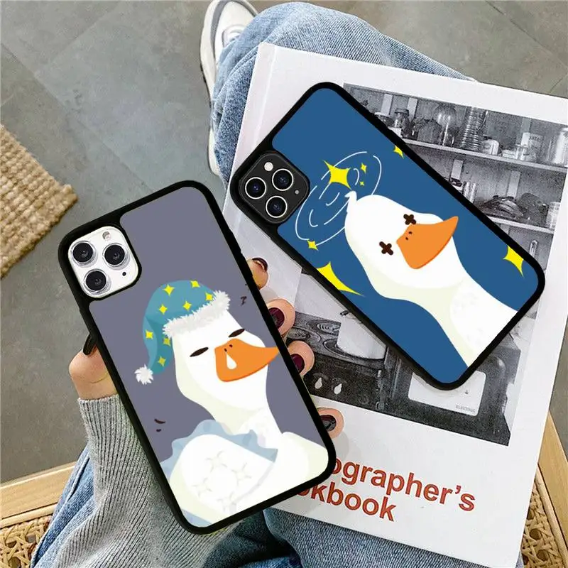 

FHNBLJ Duck Goose Phone Case Silicone PC+TPU Case for iPhone 11 12 13 Pro Max 8 7 6 Plus X SE XR Hard Fundas