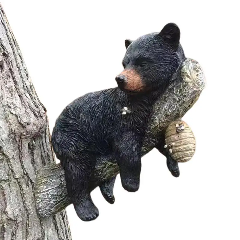 

Resin Hand Painted Black Bears Figurine Black Bear Animal Simulation Bear Figurines Black Bear Statue Home Decoration