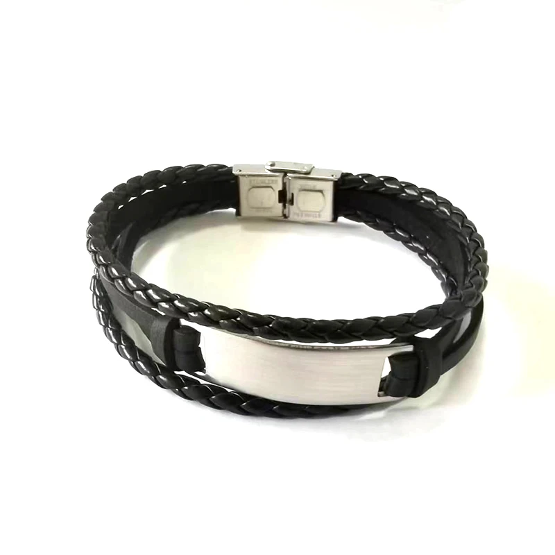 Панк индивидуальный текстовый имя матовый кожаный браслет для мужчин