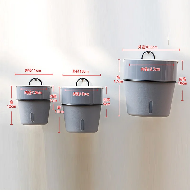 Двухслойный пластиковый цветочный горшок самополивающийся из хлопковой веревки