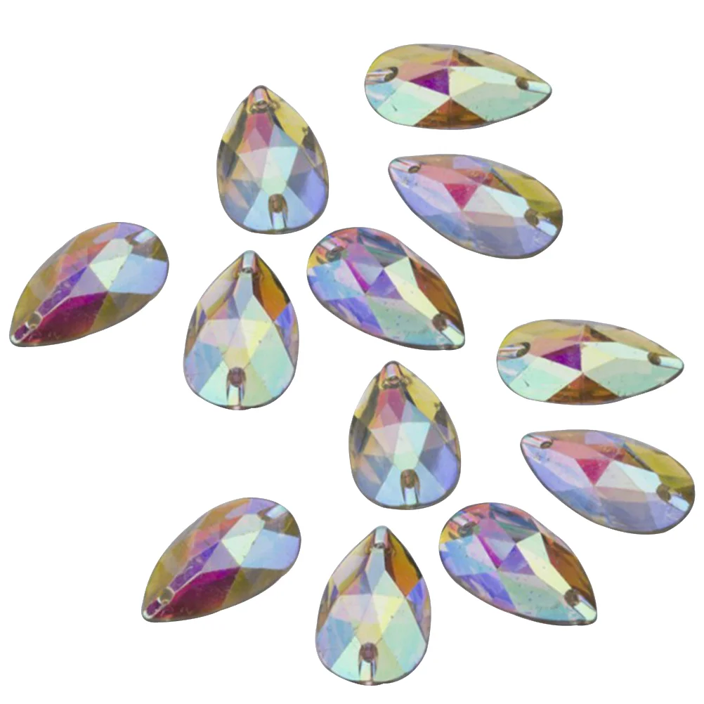 

100PCS Teardrop Shape Flat Back Resin Rhinestones DIY Resin Crystals for Costume Scrapbooking Decoration - 105x18mm