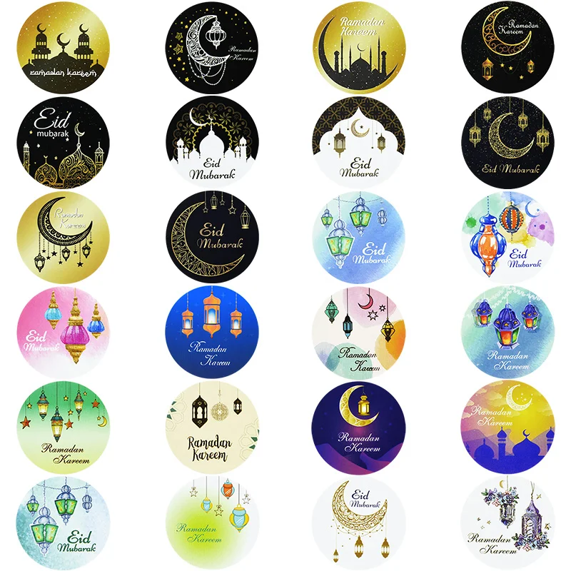 

120 шт. 4 см ИД Мубарак бумажная наклейка Подарочная этикетка печать наклейка Рамадан кареем мусульманский ислам аксессуары для украшения Ид ...