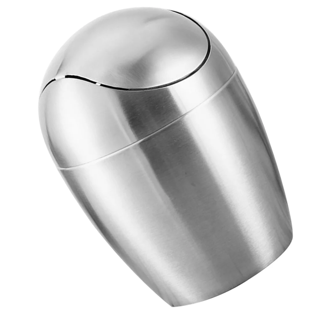 

Wave Cover Desktop Countertop Office Stainless Steel Lidded Wastebasket Small Trash Can Small Paper Basket