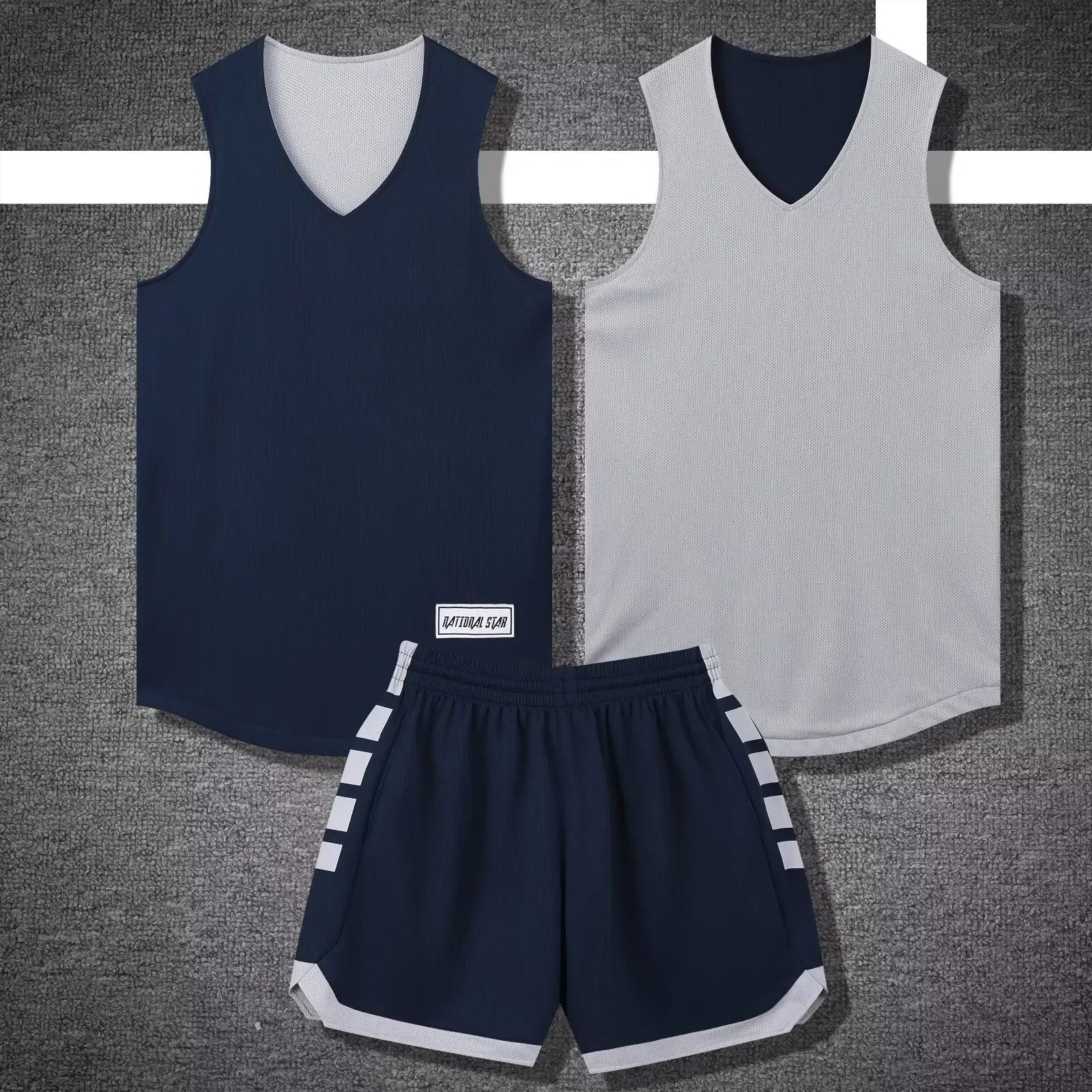 Двусторонний баскетбольный Трикотажный костюм в американском стиле Мужская