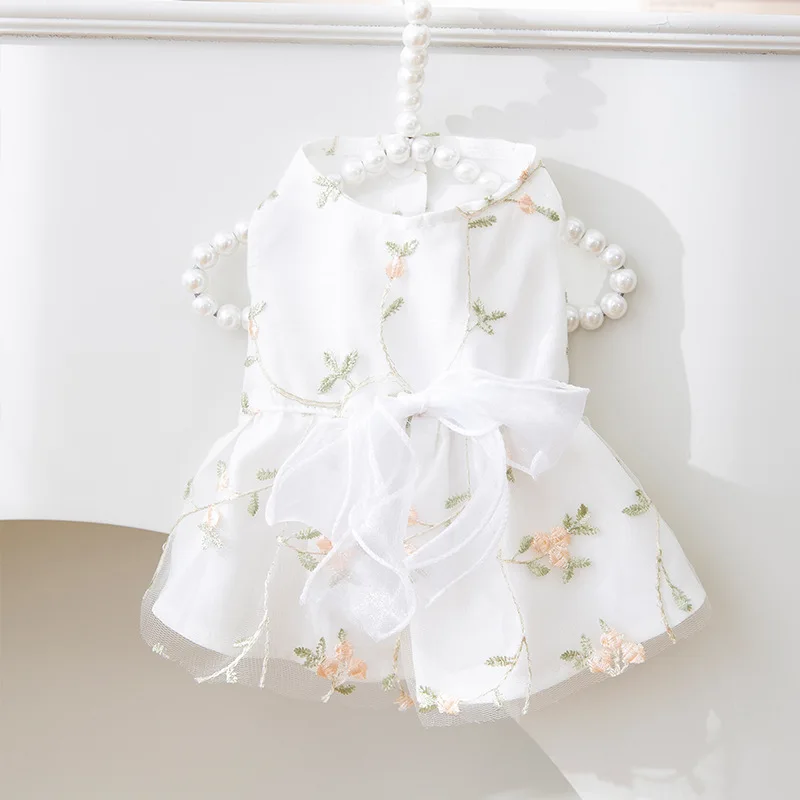 

Spring Summer Pet Clothes Kitten Puppy Flower Skirt Small and Medium-sized Dog Cute Princess Dress Lace Bow Chihuahua Yorkshire