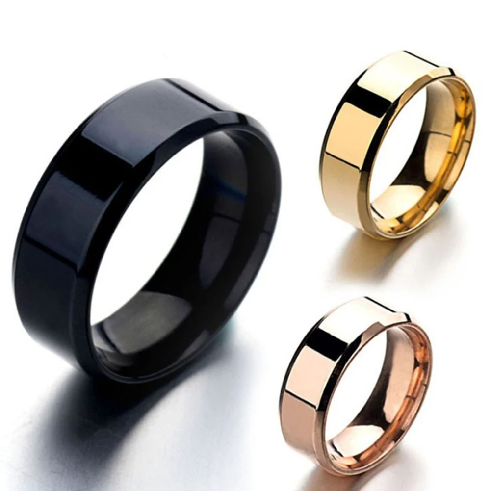 

8mm Matt Stainless Steel Simple Design Plain Titanium Rings Gold Tone Silver Plated Black Blue Rings Men Woman Jewelry Gift