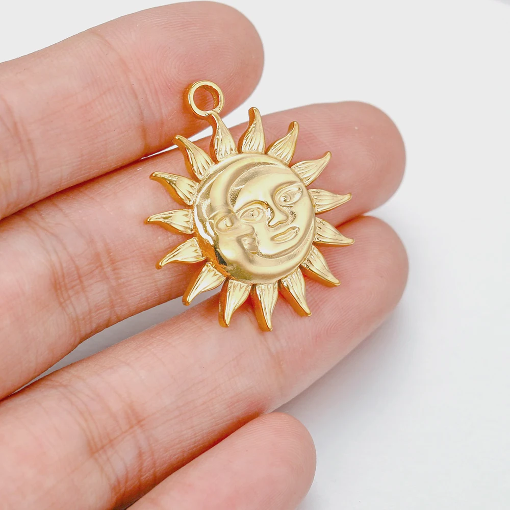 

WZNB 3Pcs Sun Moon Charms for Jewelry Making Stainless Steel Smiley Face Pendant Diy Earring Necklace Craft Accessories Supplies
