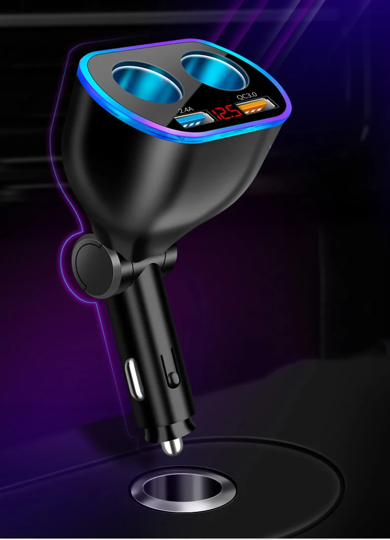 

Быстрая зарядка Qc3.0, стандартное зарядное устройство 3A с двумя USB-портами, автомобильная зарядка для прикуривателя 3,0, автомобильная зарядка...