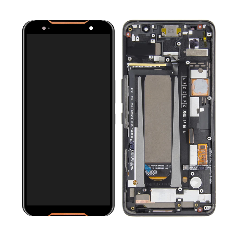 6 0original amoled lcd for asus rog phone zs600kl lcd display screen touch panel digitizer for asus zs600kl lcd with frame free global shipping