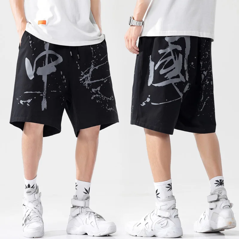 

Prowow Summer Casual Men's Shorts Chinese Style Printing Beach Shorts Male New Loose Streetwear Men Pure Cotton Short Pants