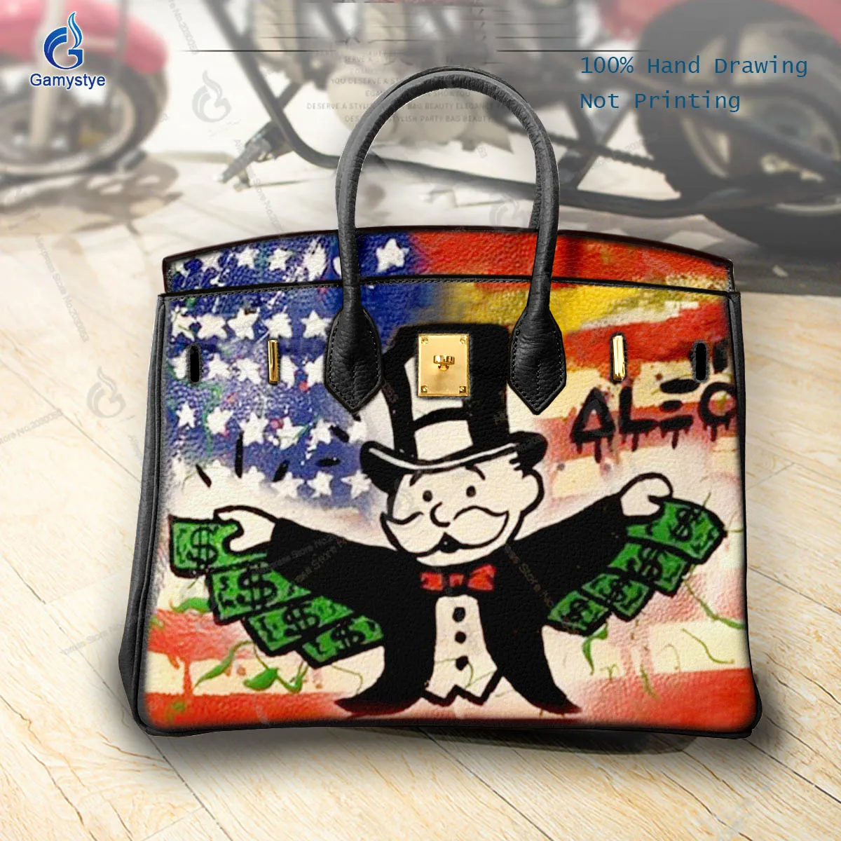 

Genuine Leather Women's Bag New 2022 Fashion Graffiti ALEC MONOPOLY FLY Messenger Bag Purses and Handbags Designer High Quality