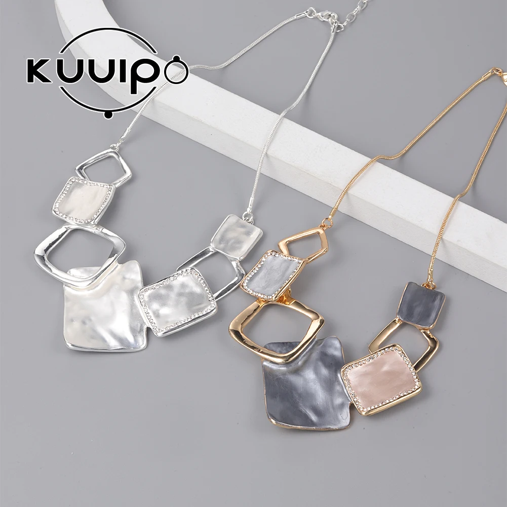 Kuuipo Trendy Huge Irregular Enamel Pendant Necklaces Female Personality Alloy Geometric Neck Choker Necklace Jewelry for Women
