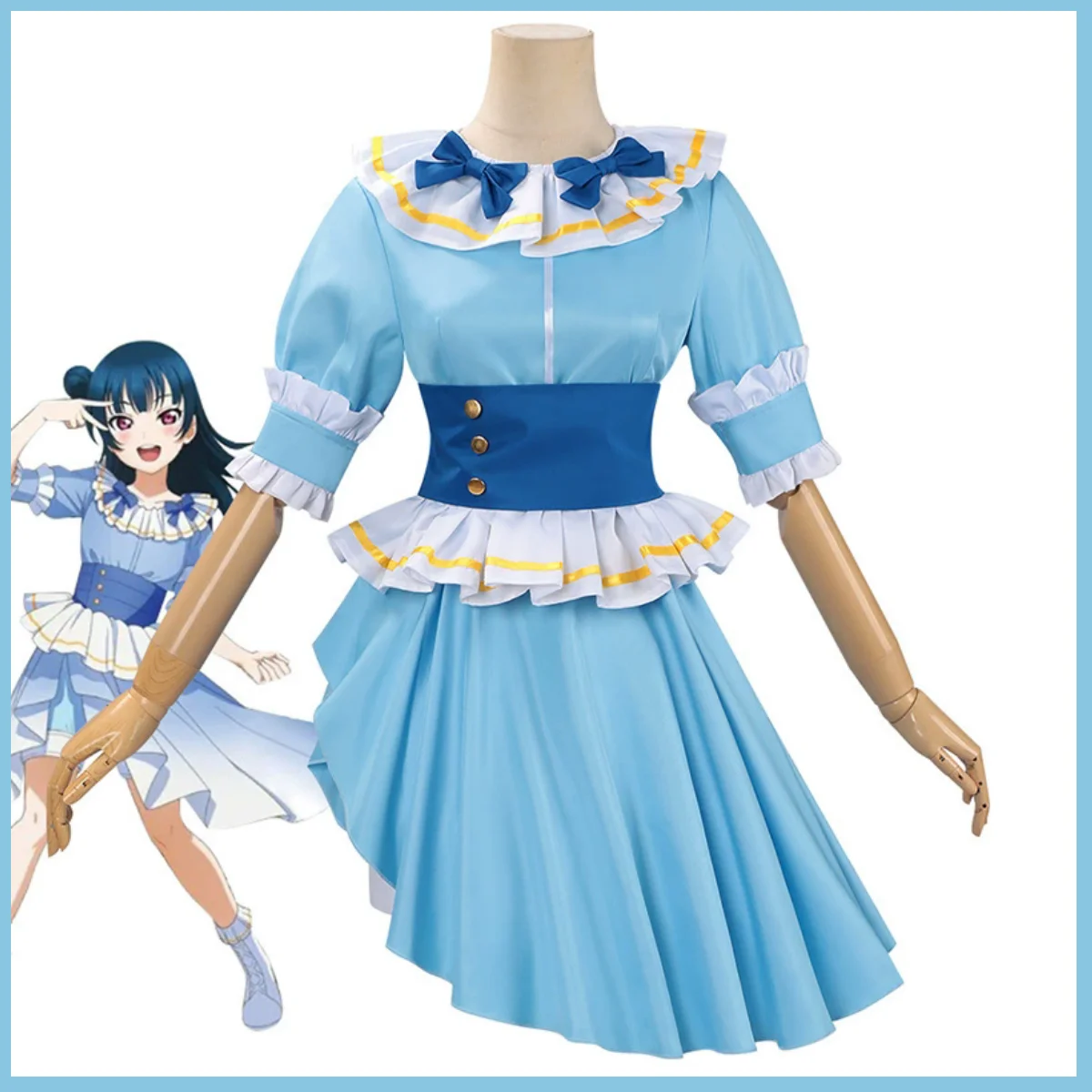 Фото XqАниме LoveLive!Саншайн!! Tsushima Yoshiko Yohane Косплей Костюм Aqours fl Платье принцессы Парик Лолиты Женский Kawaii Костюм для вечеринки №2