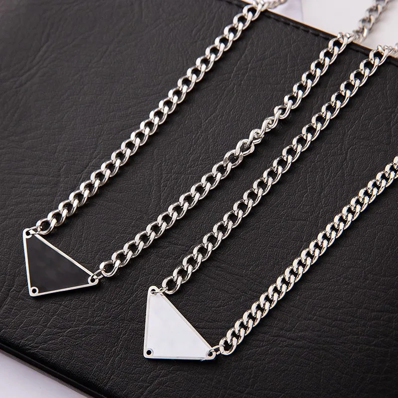 

Stainless Steel Inverted Triangle Letter Pendant Necklace for Men and Women Punk Hip-Hop Clavicle Chain Fashion Necklace Jewelry