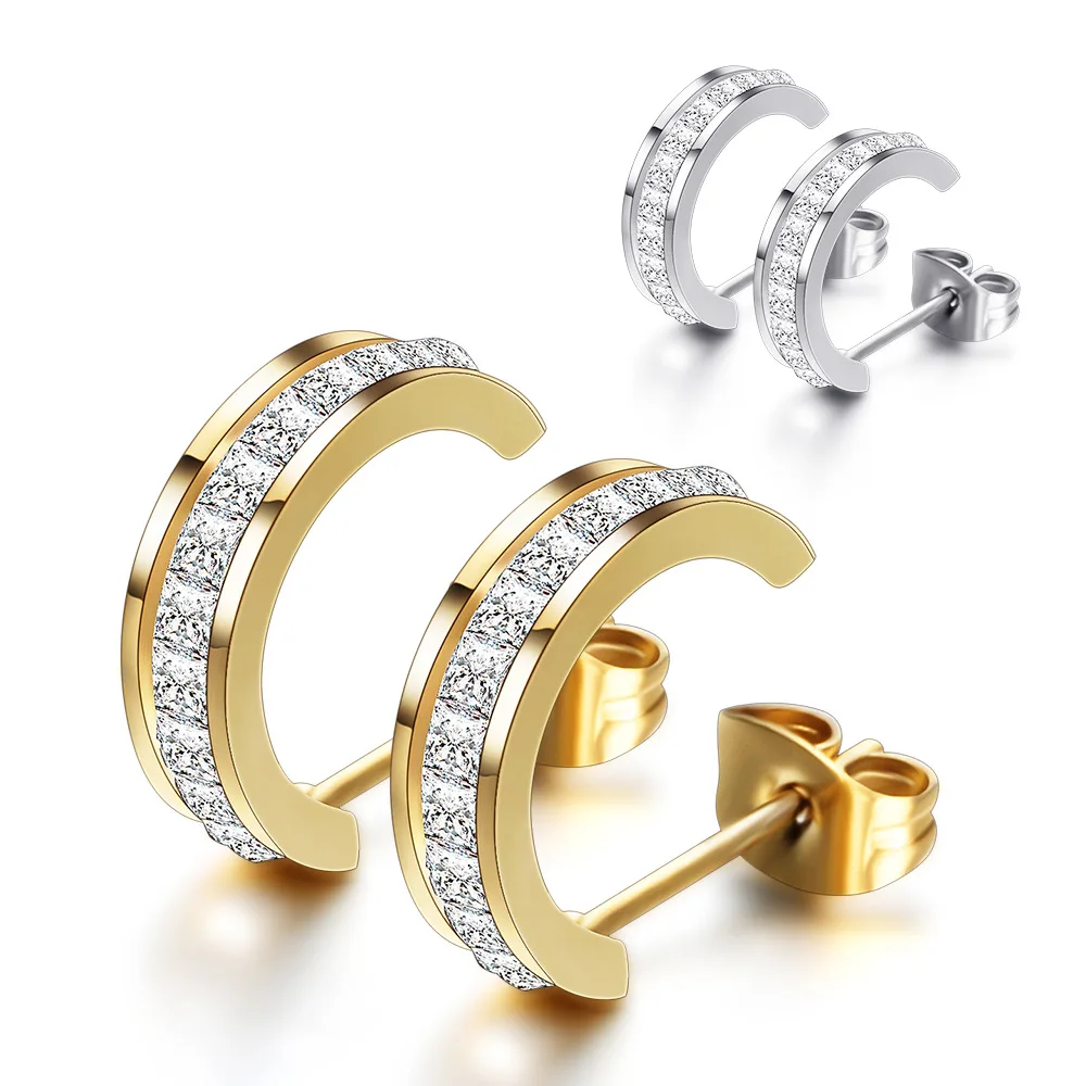 

Queen Vintage Women Rose Gold-Color Round Hoop Earrings Luxury Cubic Zircon Inlay Eternity Circle Loop Earrings Jewelry
