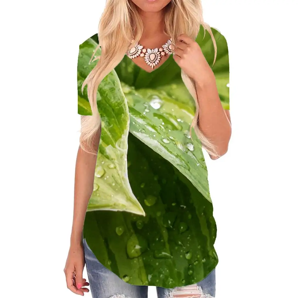 

Футболка женская Свободная в виде капель воды с V-образным вырезом