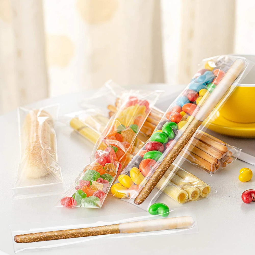 

100 Pcs Self Sealing Cellophane Bags 5x25cm Clear Pretzel Rod Bags Resealable Cellophane Bag For Packaging Candy Gifts Favors
