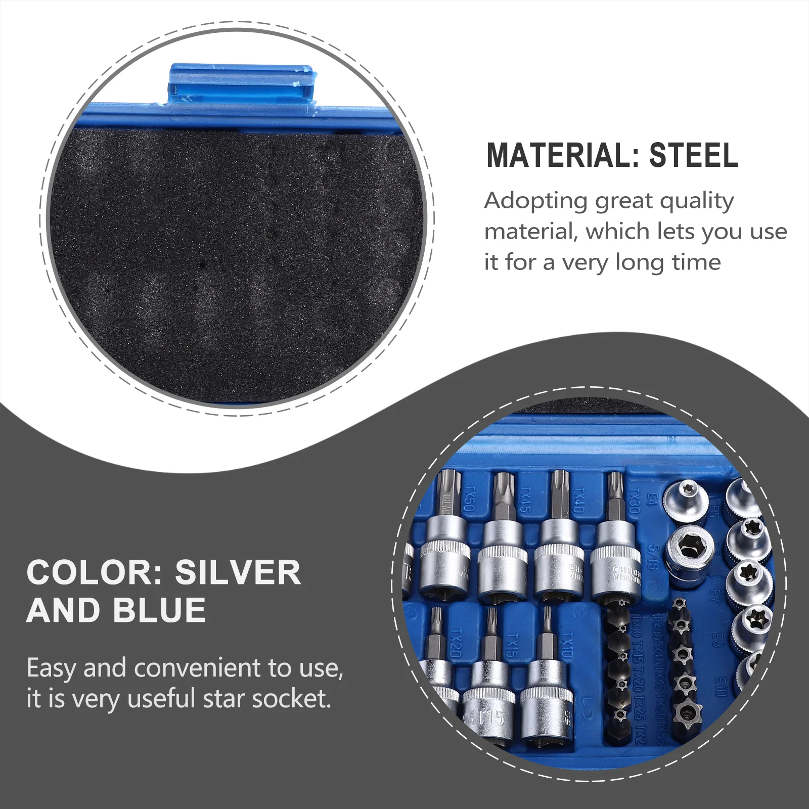 34-комплект торцевых ключей из металла с крутящим моментом Star Plum Bossom внешняя сталь