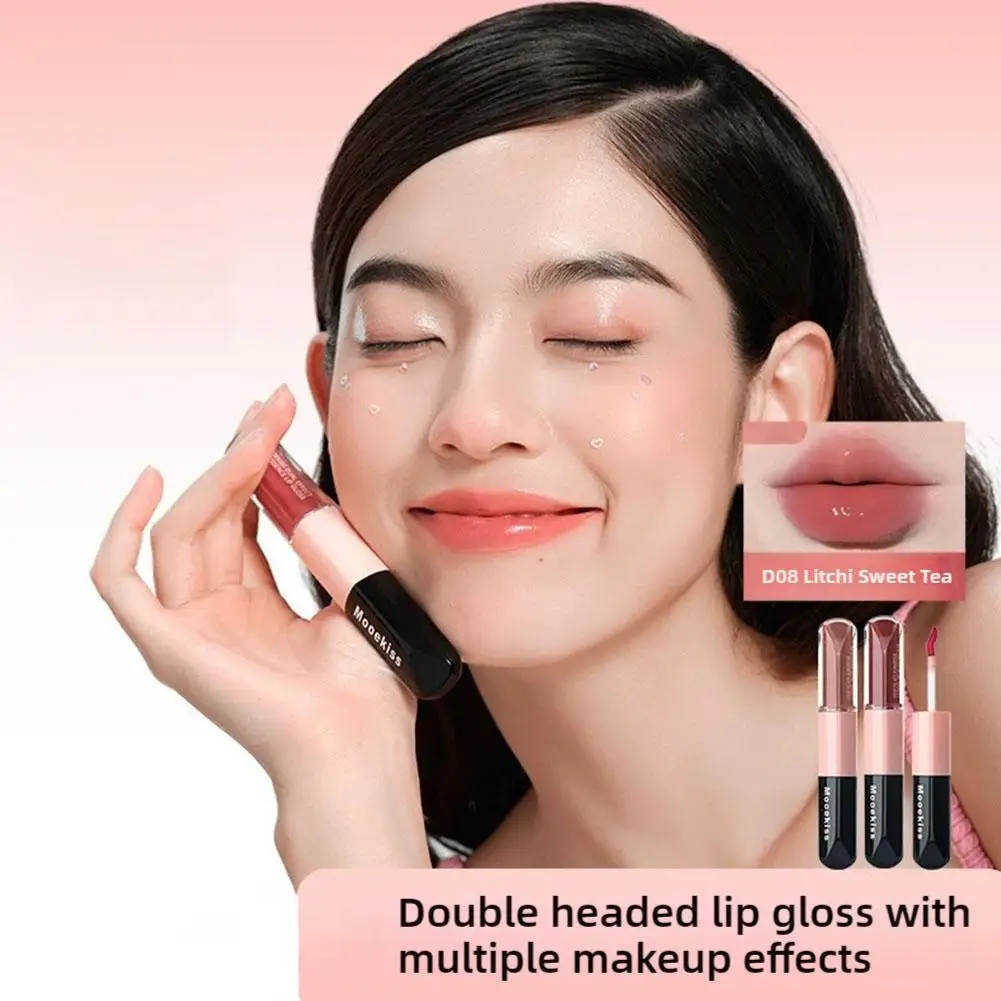 Двусторонняя глазурь для губ зеркальный водный блеск водостойкая долговечная