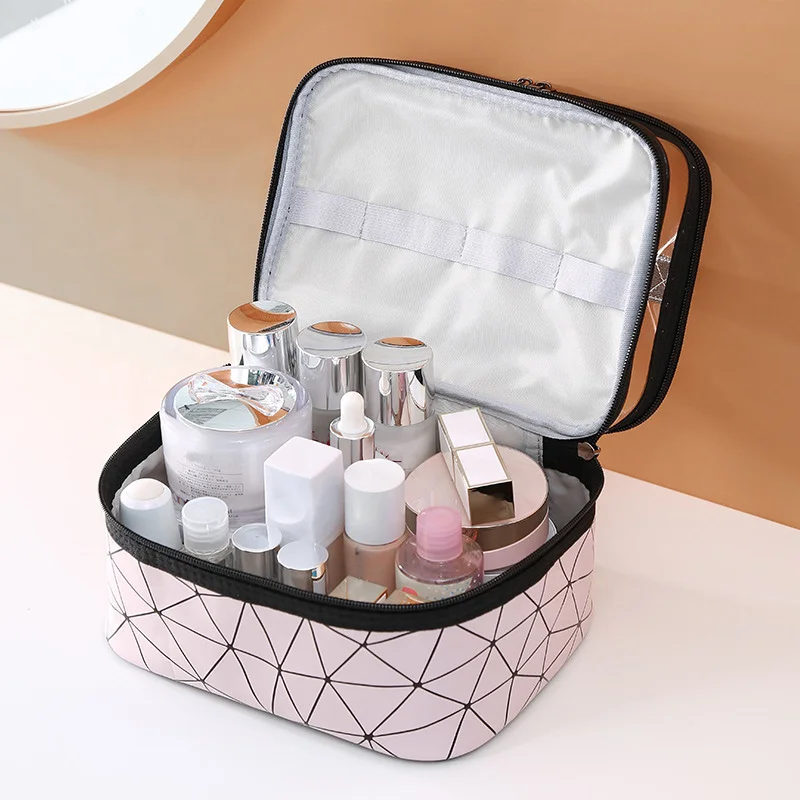 Women Multifunction Double Cosmetic Bag Transparent Make Up Case Big Capacity Travel Makeup Organizer Toiletry Beauty Storage