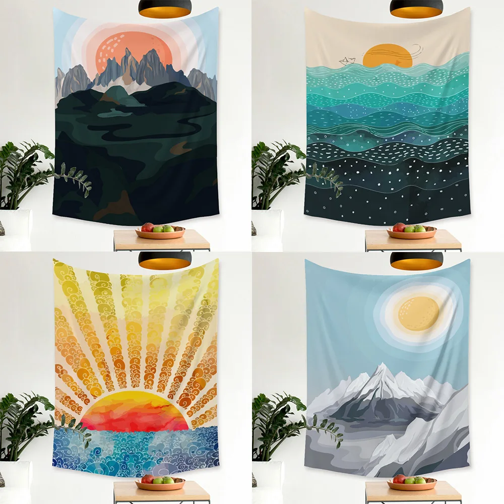 

Colorful Sun Moon Mandala Tapestry Wall Hanging Bohemian Celestial Wall Tapestry Hippie Wall Carpets Decor Boho Home Decoration
