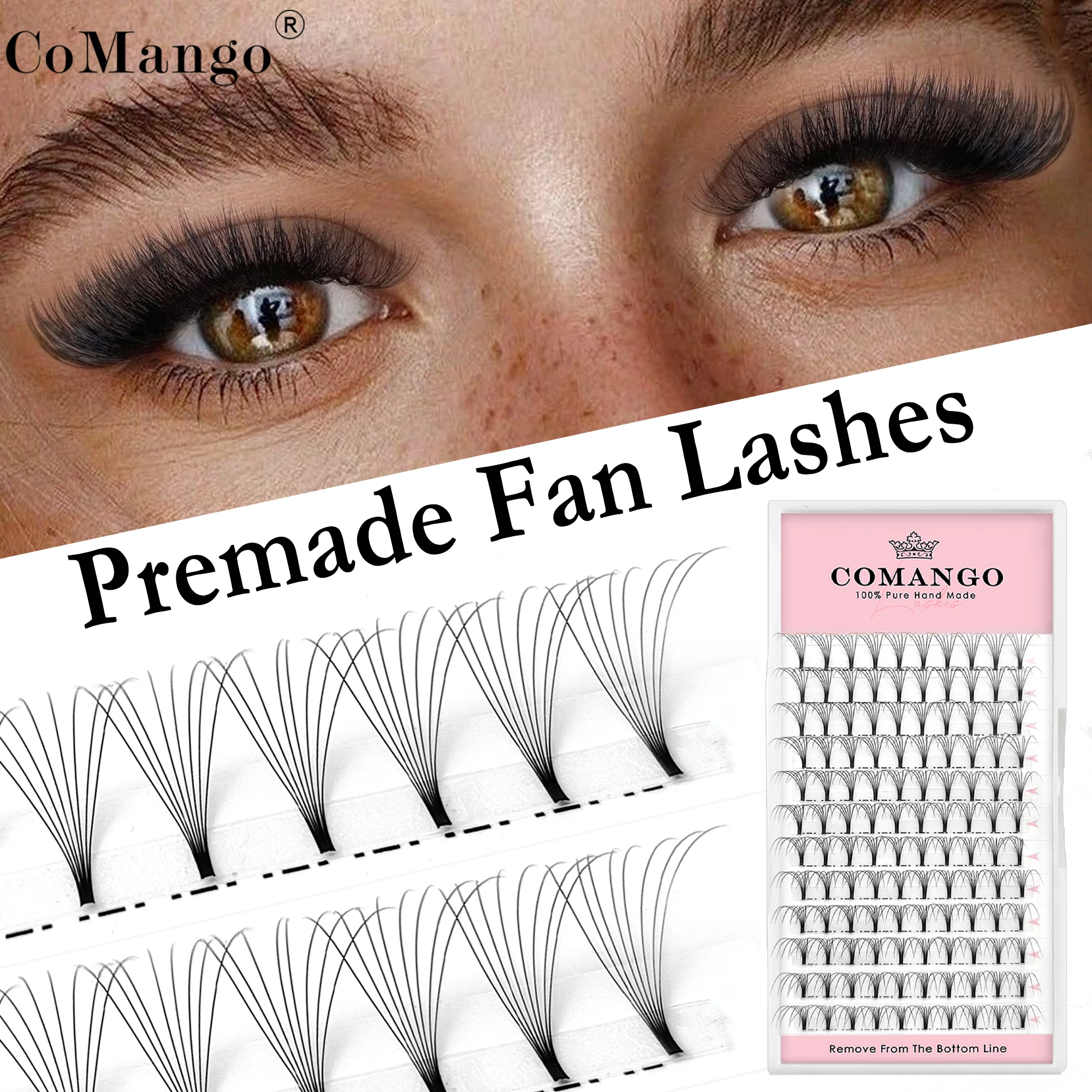 CoMango Short Stem Eyelash Extension Premade Volum