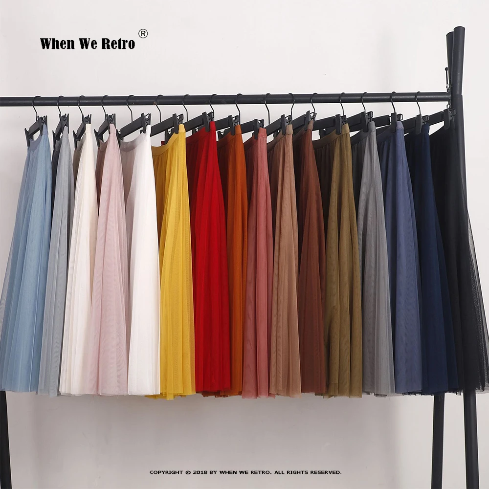 

Женская юбка с высокой талией, однотонная сетчатая юбка из мягкого тюля с эластичным поясом, модель VD3720 в Корейском стиле, 16 цветов, 2023