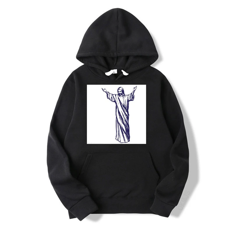 

Harajuku Men's Hooded Sweatshirt Fashion Jesus Printed Cotton Sweatshirt Men/Ladies High quality Y2K Oversized Hooded Sweatshirt