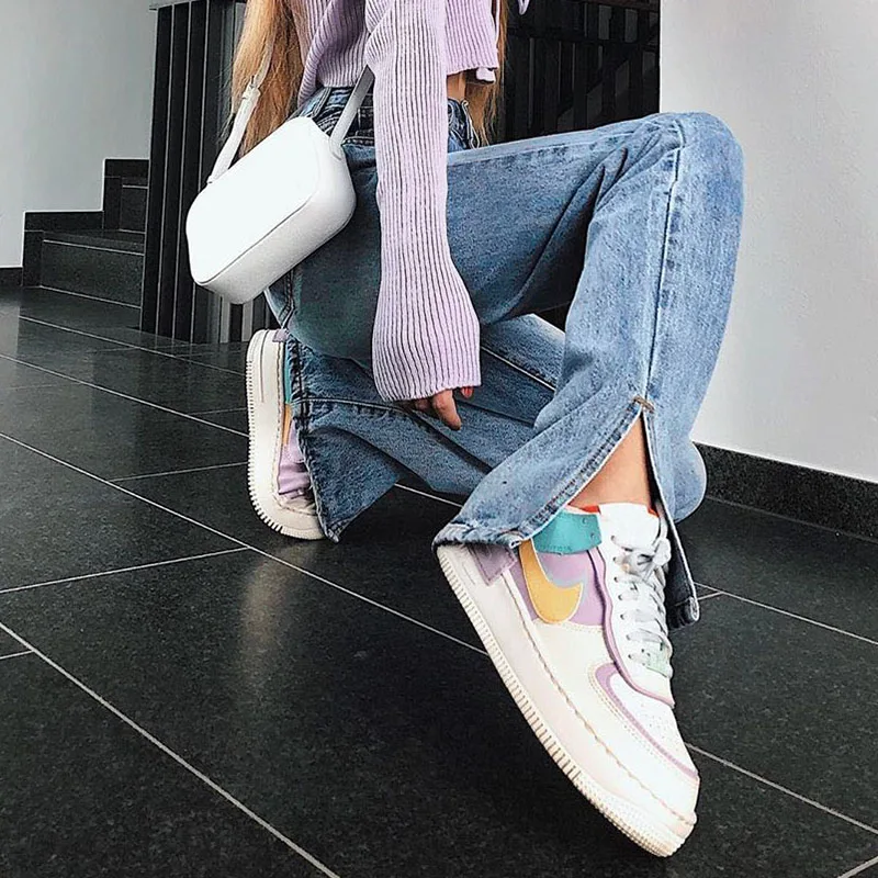 Women Solid Streetwear Jeans Baggy Pants Pantalons Capris Casual High Waist Solid Straight Jeans Side Split Blue Denim Trousers