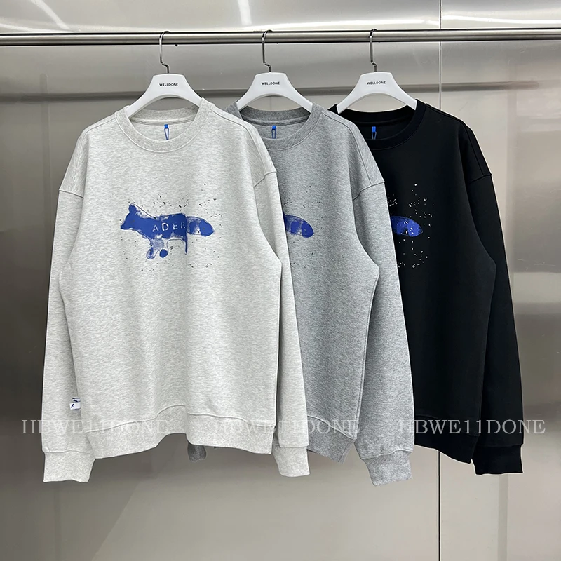 

ADER ERROR Autumn and Winter Couple New Speckled Fox Embroidery Loose Round Neck Sweatshirt for Men and Women
