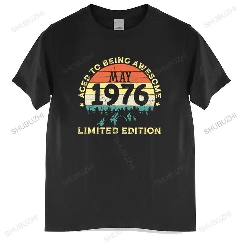 

Cotton Tshirt Men Crew Neck Tops Men's Vintage Legends Awesome Born In May 1976 T-shirt 45 Years Old 45th Birthday Gift Teeshirt