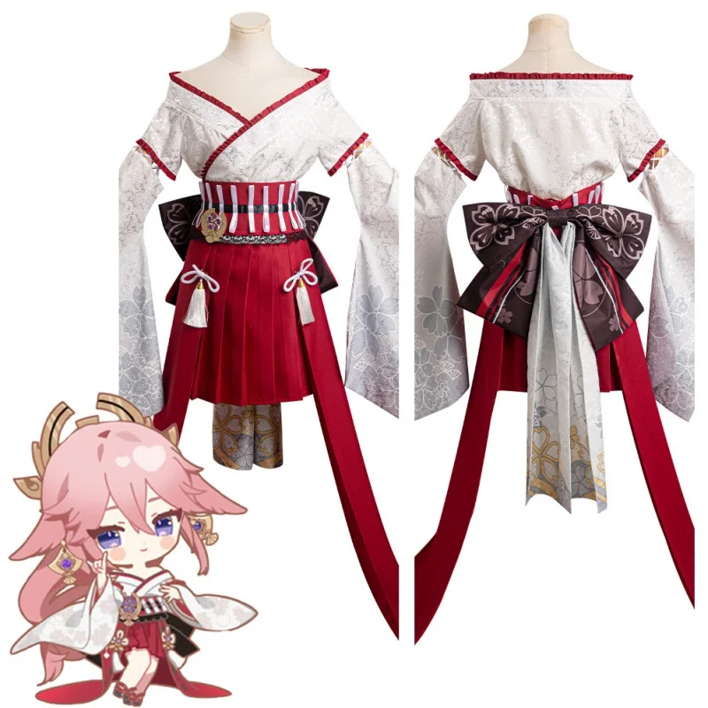 

Genshin Impact Yae Miko Kimono Cosplay Costume Outfits Halloween Carnival Suit Clothes For Ladies Role Play