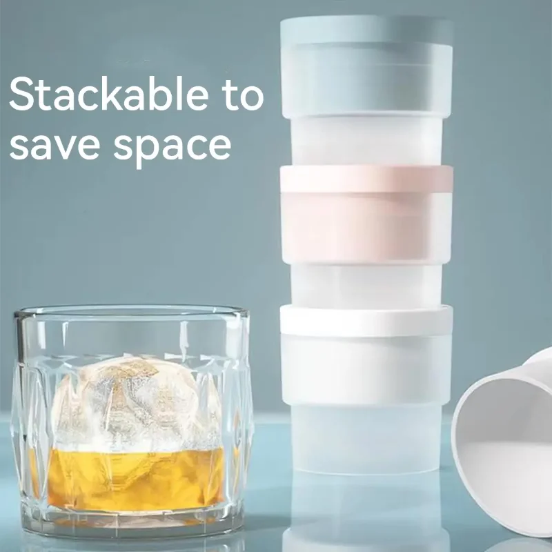 

Quality Round Large Ice Ball Maker Silicone Whiskey Ice Hockey Mold With Funnel Stackable Kitchen Ice Cube Mold