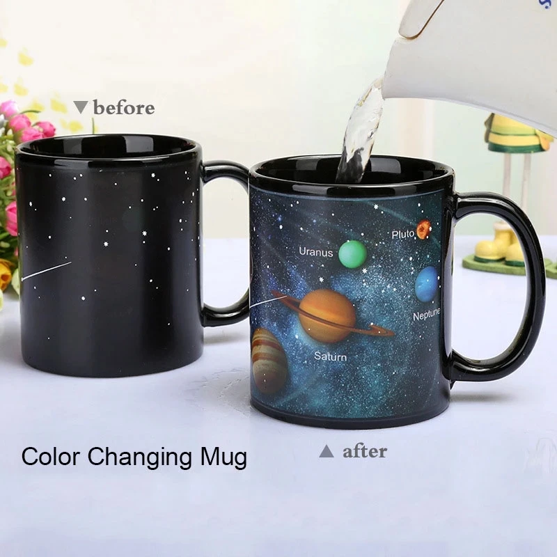 

Internaul Creative Ceramic Mug Color Changing Mug Heat Revealing Coffee Cup Friends Gift Student Breakfast Tumbler Star