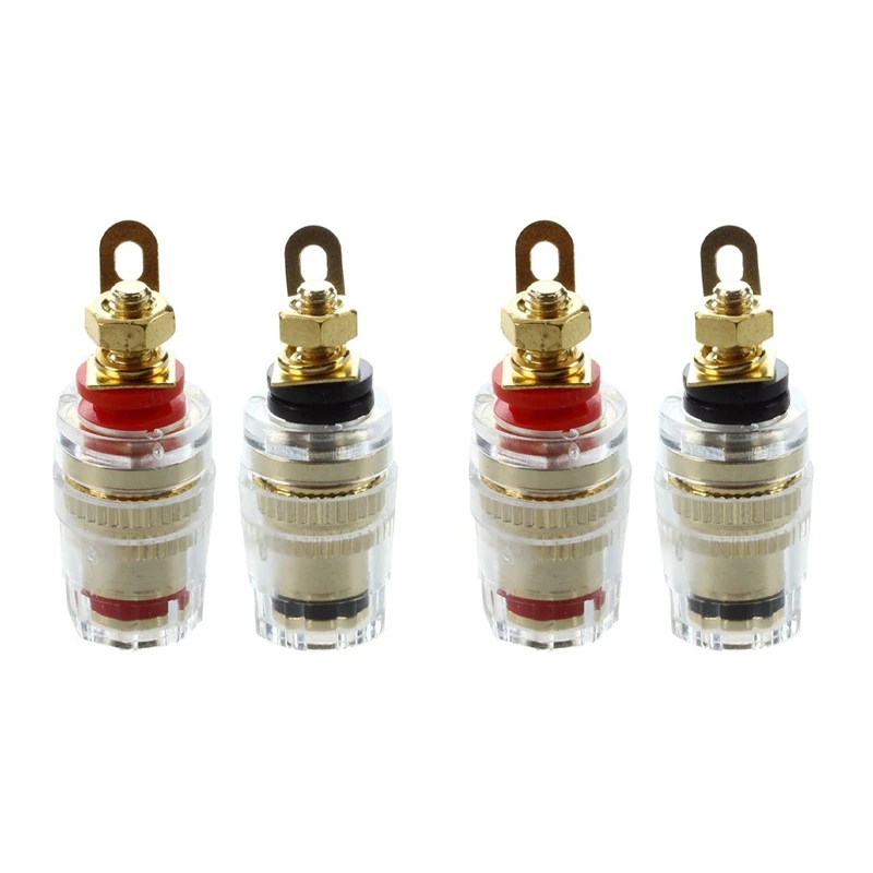 

4X Terminal Speaker Binding Post Speaker Terminals Gold-Plated Banana Jack