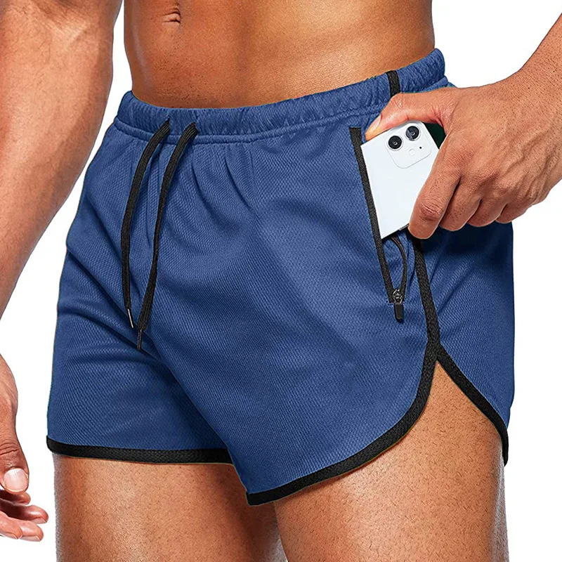 Casual Fashion Shorts for Men Quick Drying Jogger Gym Training Zipper Pocket Short Pants Summer Solid Color 3 Point Beach Shorts